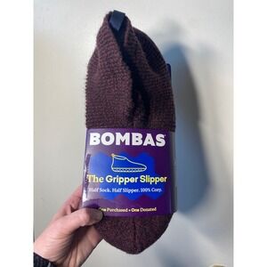 Bombas Gripper Slipper Mens XL Burgundy Dark Espresso House  Sock New Open Box